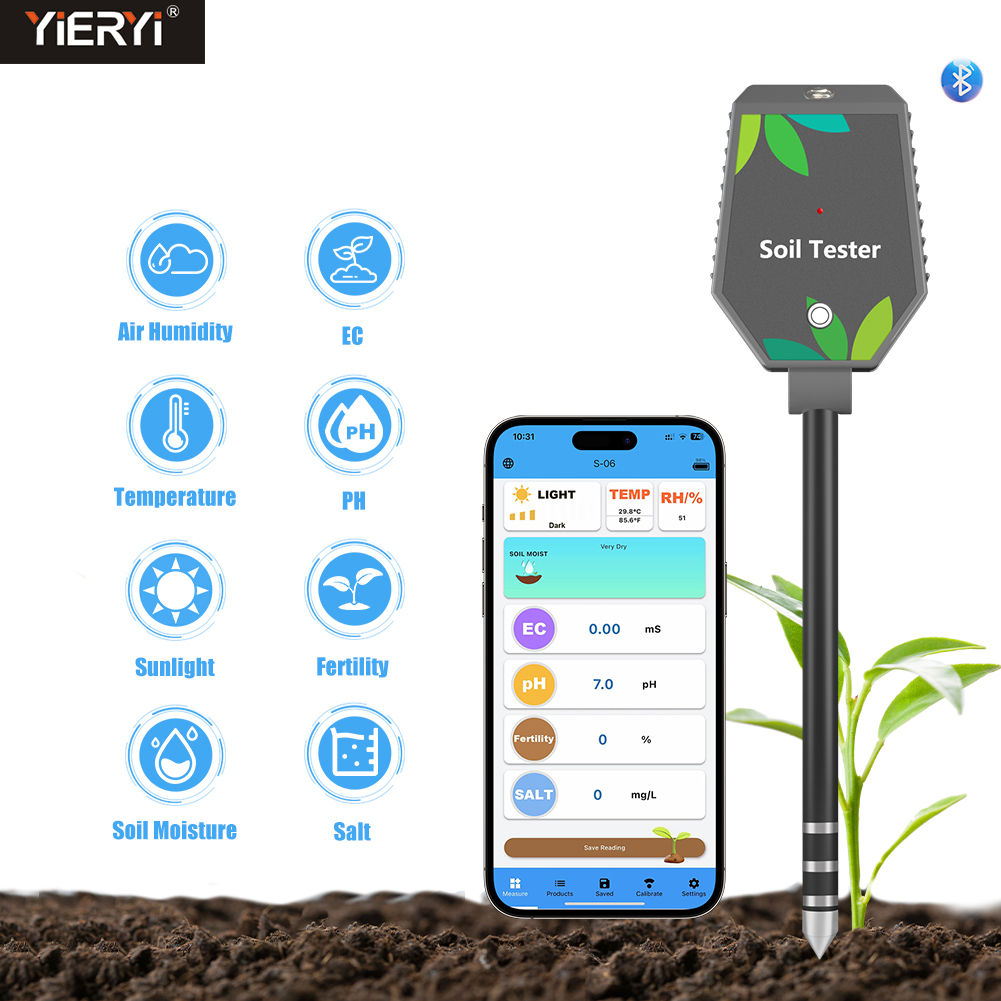 Plant Parent App - Yieryi 8-in-1 جهاز اختبار التربة الذكي